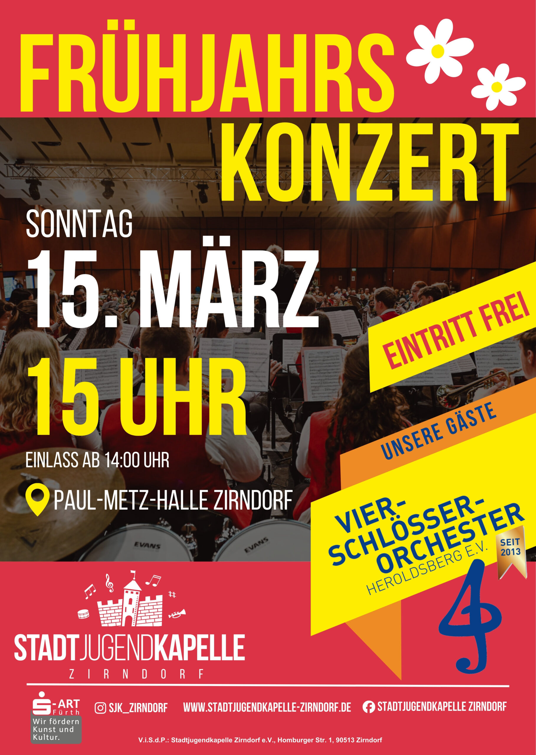 Plakat Frühjahrskonzert 2026 der Stadtjugendkapelle Zirndorf e.V.